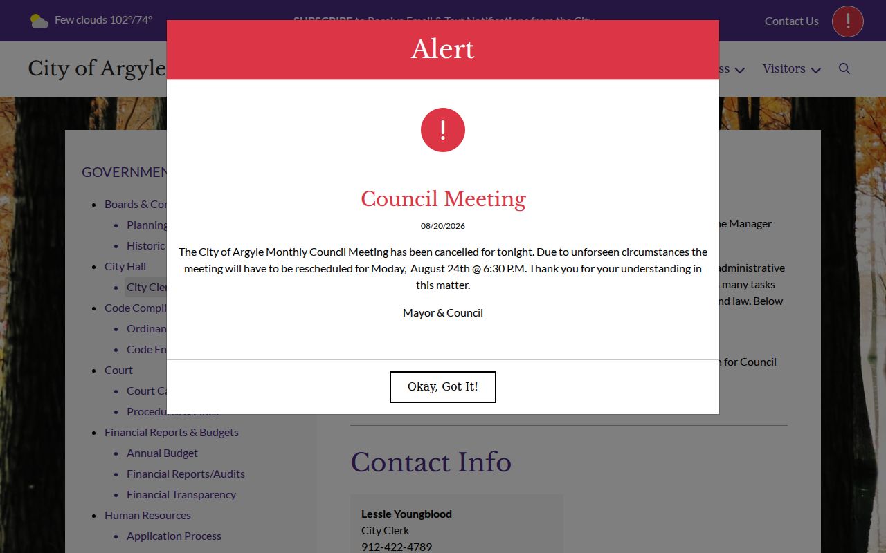 Argyle, Clinch County court docket and official city clerk records contact context