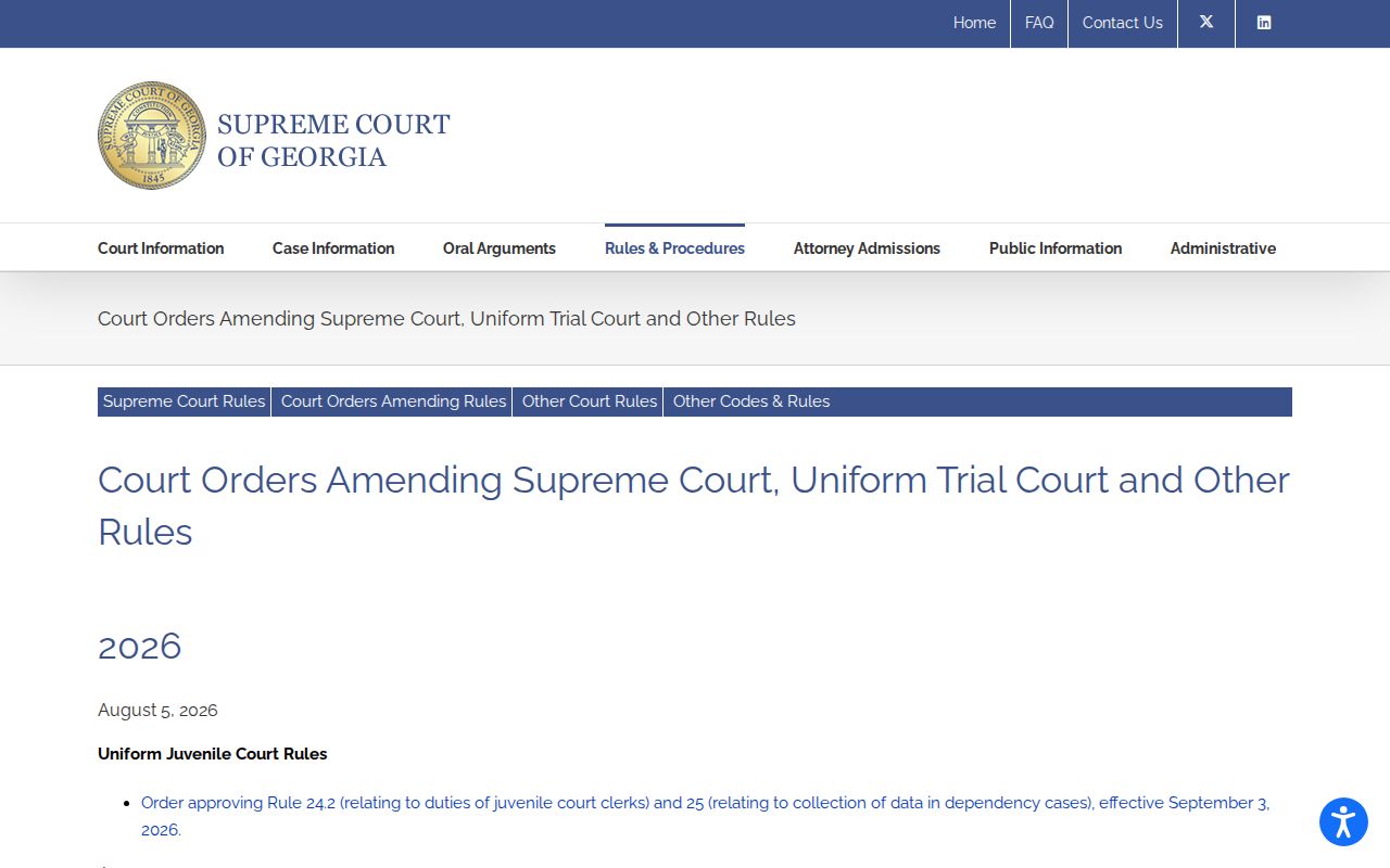 Clinch County court records and Georgia Supreme Court rule amendments