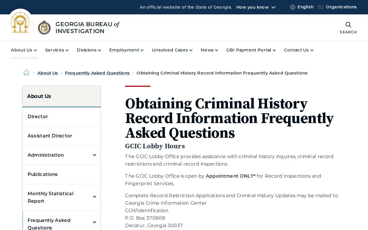 Clinch County criminal docket GBI criminal history FAQ