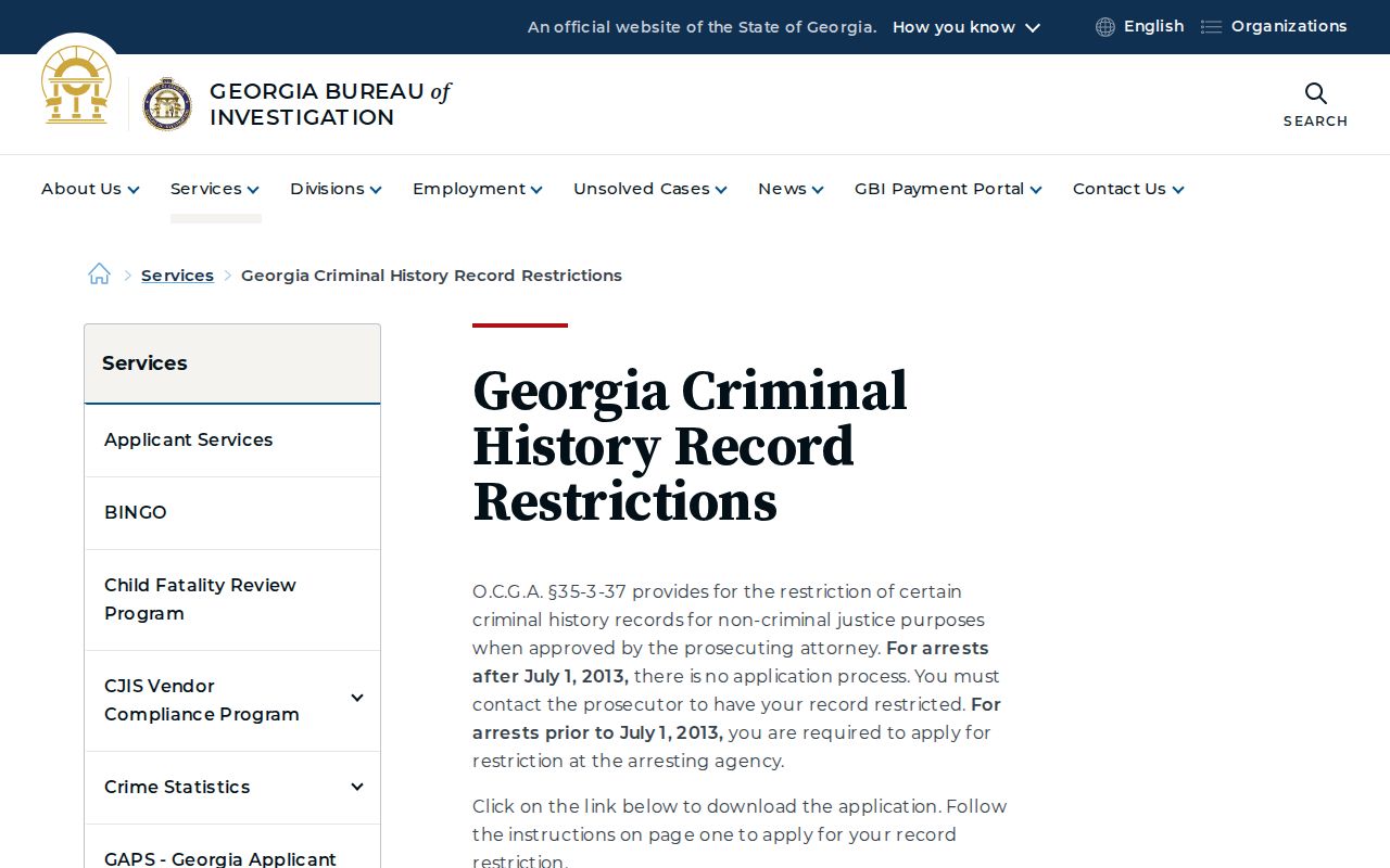 Clinch County criminal docket GBI record restriction guidance