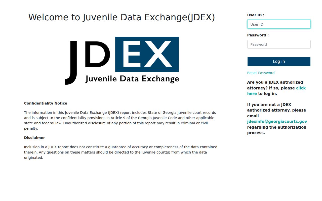 Clinch County criminal docket juvenile access notice from Georgia JDEX
