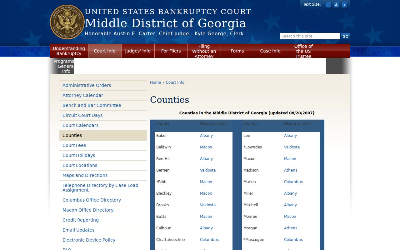 Du Pont, Clinch County court docket and Middle District Bankruptcy counties context