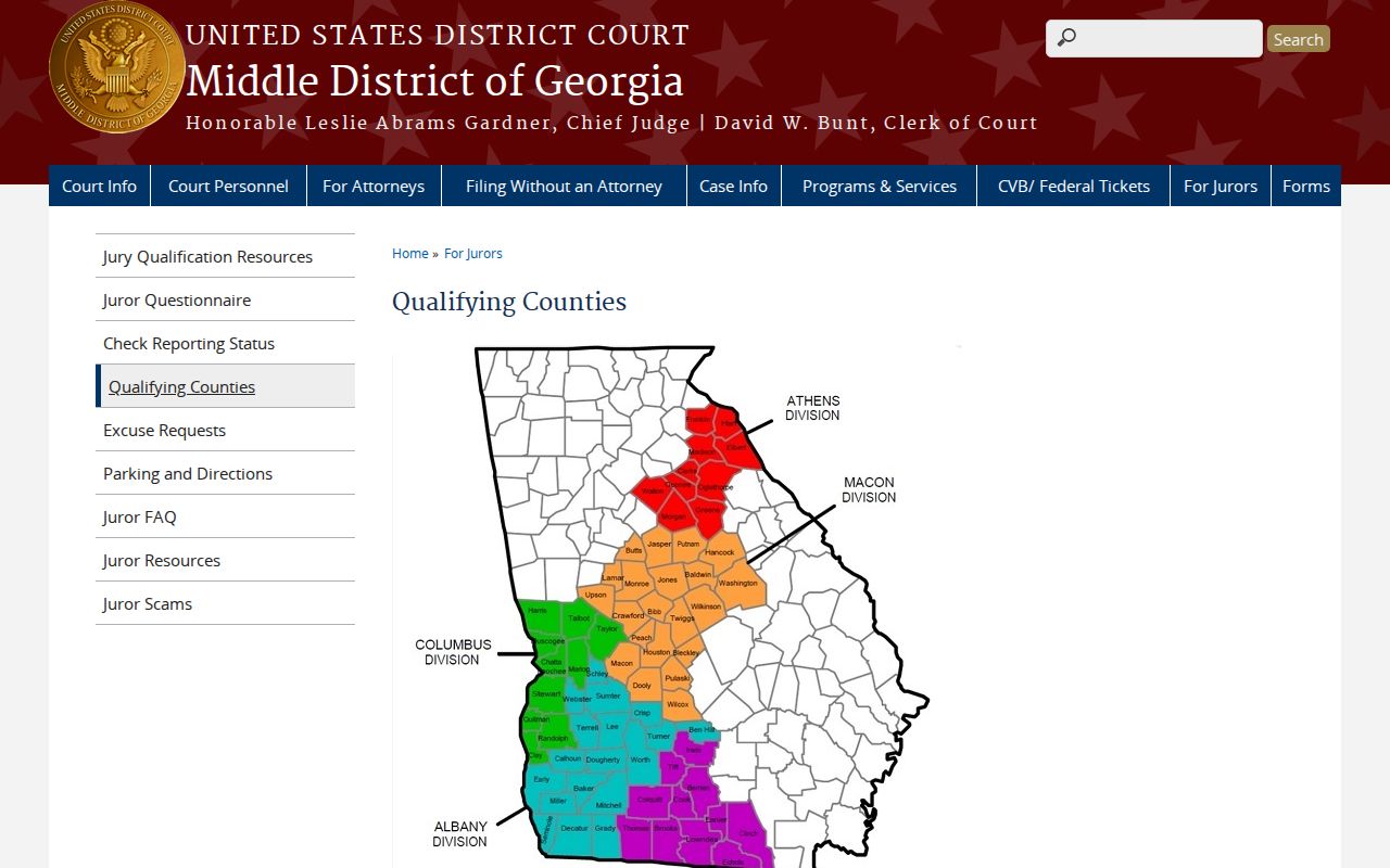 Du Pont, Clinch County court docket and Middle District Valdosta qualifying counties context